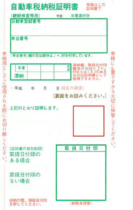 自動車税納税証明書